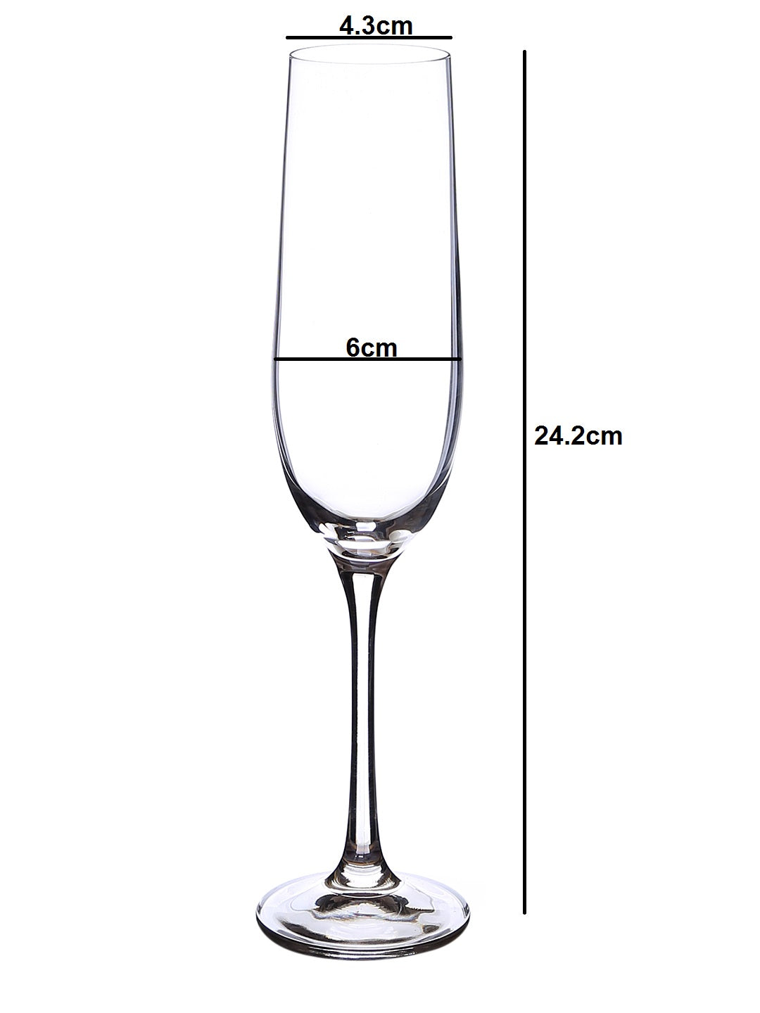 Dimensions of a Luxurious champagne glass perfect for celebrations