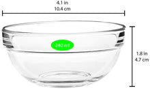 Load image into Gallery viewer, Uniglass Stackable Dessert Glass Bowls Set (Transparent, 240ml) Set of 6 | Bowl
