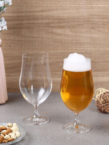 Bohemia Crystal Club Beer Glass Set, 380ml, Set of 2pcs, Transparent, Non Lead Crystal Glass | Beer Glass