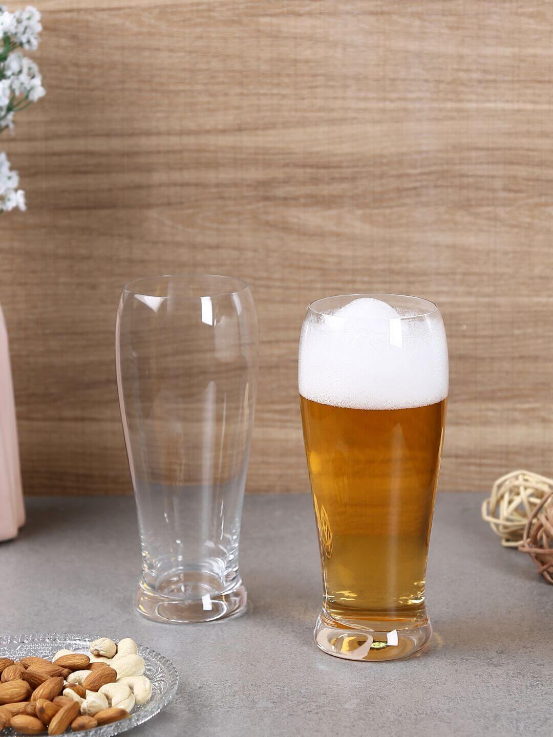 Bohemia Crystal Bar Beer Glass Set, 560ml, Set of 6pcs, Transparent, Non Lead Crystal Glass | Beer Glass