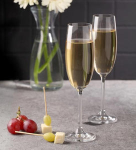 Bohemia Crystal Natalie Champagne Flute Set, 190ml, Set of 6pcs, Transparent, Non Lead Crystal Glass | Champagne Flute