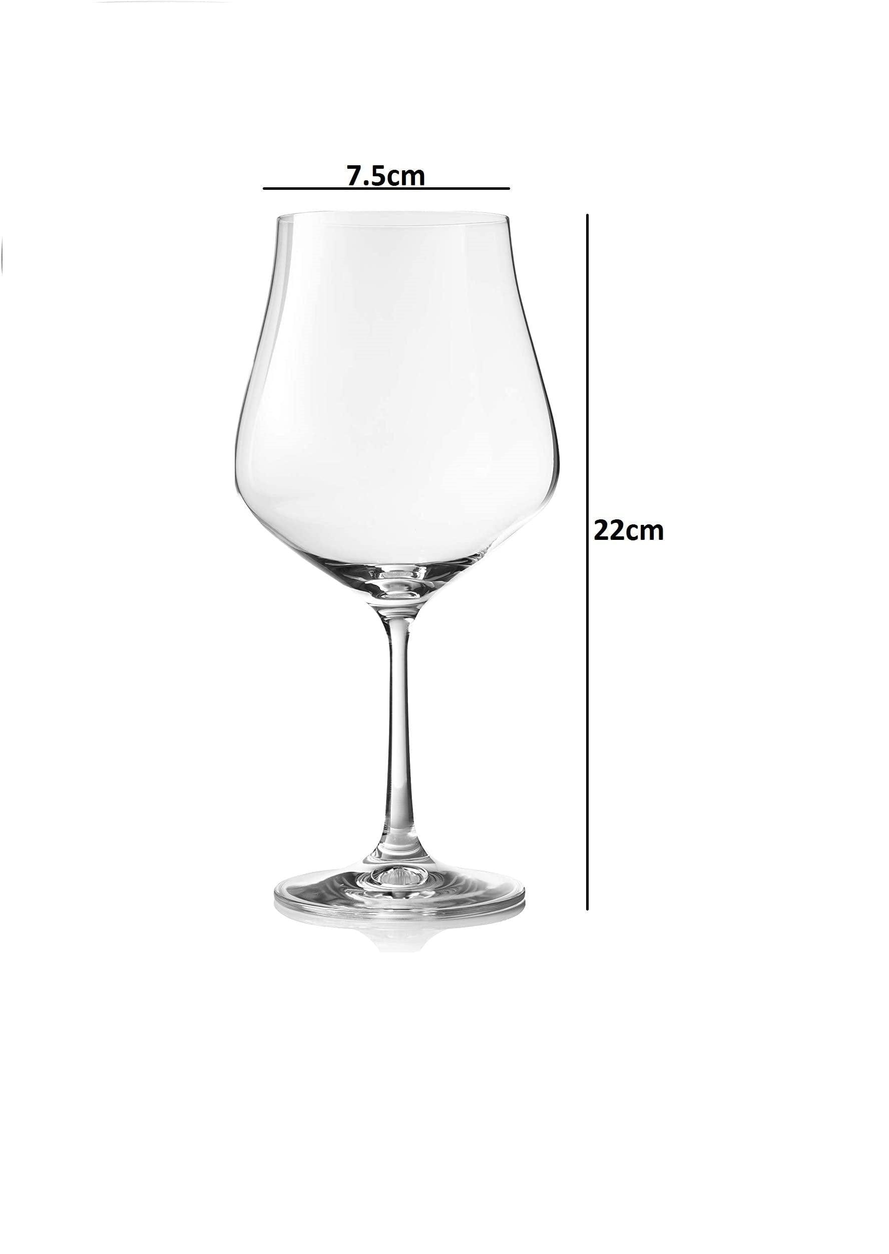 Bohemia Crystal Tulipa Red Wine Glass Set Transparent, 600ml, Set of 6 | Wine Glass