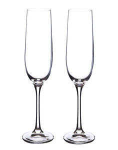 bohemia-crystal Viola Tall Champagne Flutes Glass Set, 190ml, Clear, Set of 2