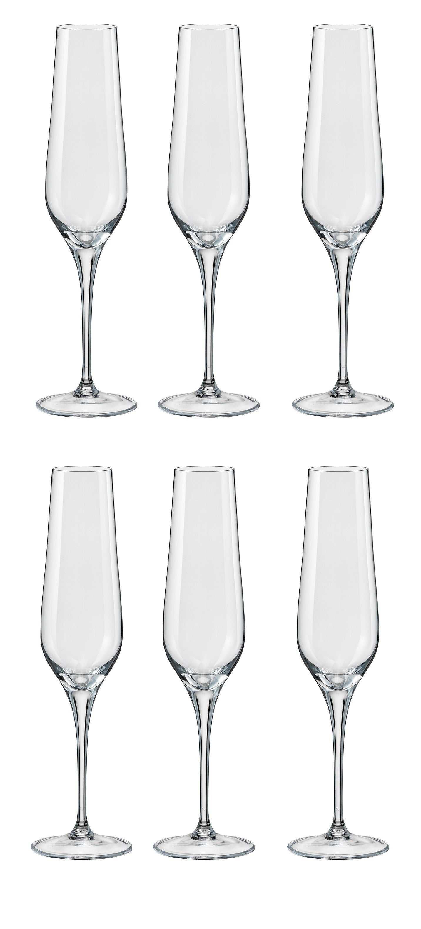 bohemia-crystal Tall Rebecca Champagne Flutes Glass Set, 195ml, Set of 6