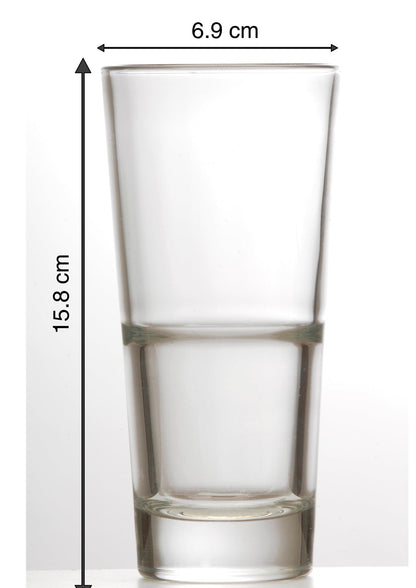 Dimensions of Close-up of highball glass design and texture