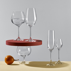Bohemia Crystal Viola Wine Glass Set, 570ml, Set of 6, Transparent